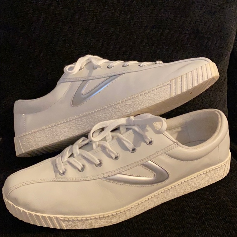 Tretorns White Leather and Silver